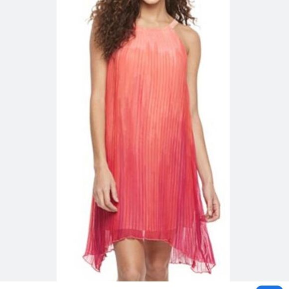 Apt 9 Pink Pleated Halter Dress Sz 4 - Picture 1 of 8